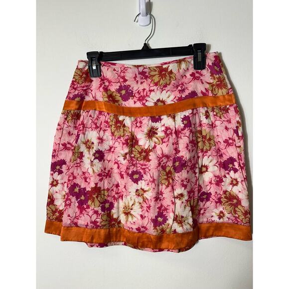 Saja Pink Floral Cotton A Line Skirt Size 6 - Picture 3 of 4